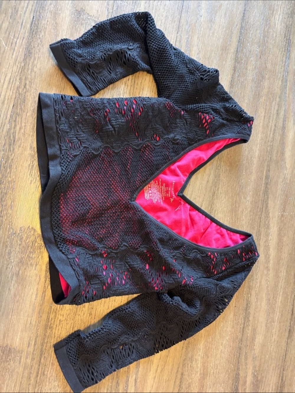 Free People Black Open-Knit Tank with Hot Pink Lining micro modal shirt xs/s